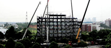 Una constructora china levanta un edificio de 15 plantas en solo dos días