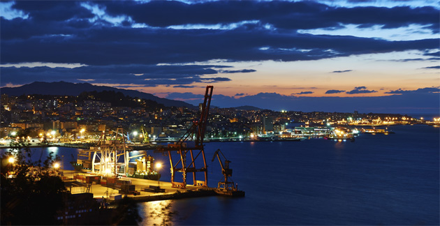 Vista nocturna de la ciudad de Vigo 